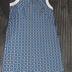 Ann Taylor Blue and White Geometric Pattern Dress
